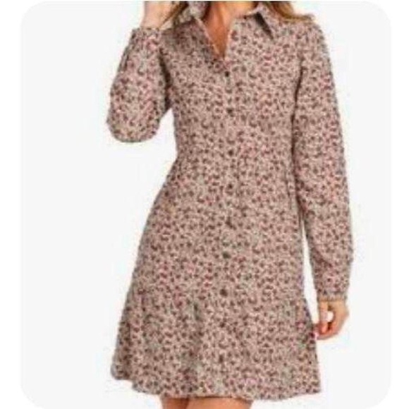 Paper Crane Corduroy Button Front Floral Dress Sz M Academia School Cottagecore - Picture 3 of 9